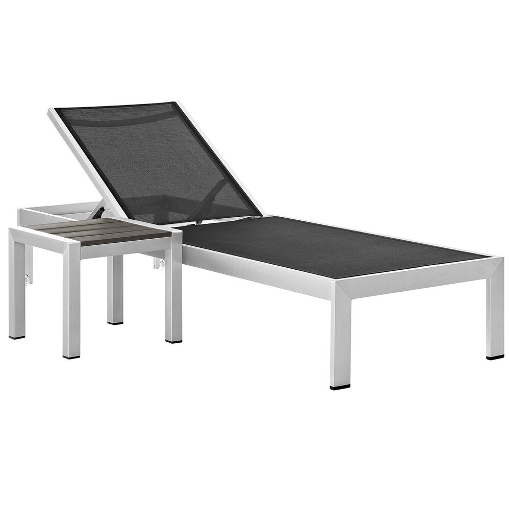 Shore 2 Piece Outdoor Patio Aluminum Set in Silver Black by Modway