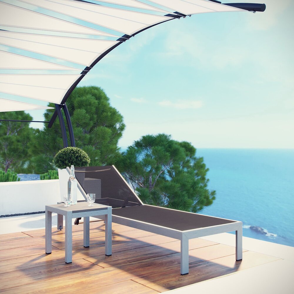 Shore 2 Piece Outdoor Patio Aluminum Set in Silver Black by Modway - Image 6