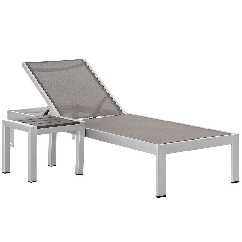 Shore 2 Piece Outdoor Patio Aluminum Set in Silver Gray by Modway