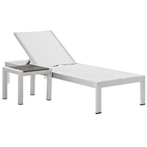 Shore 2 Piece Outdoor Patio Aluminum Set in Silver White by Modway