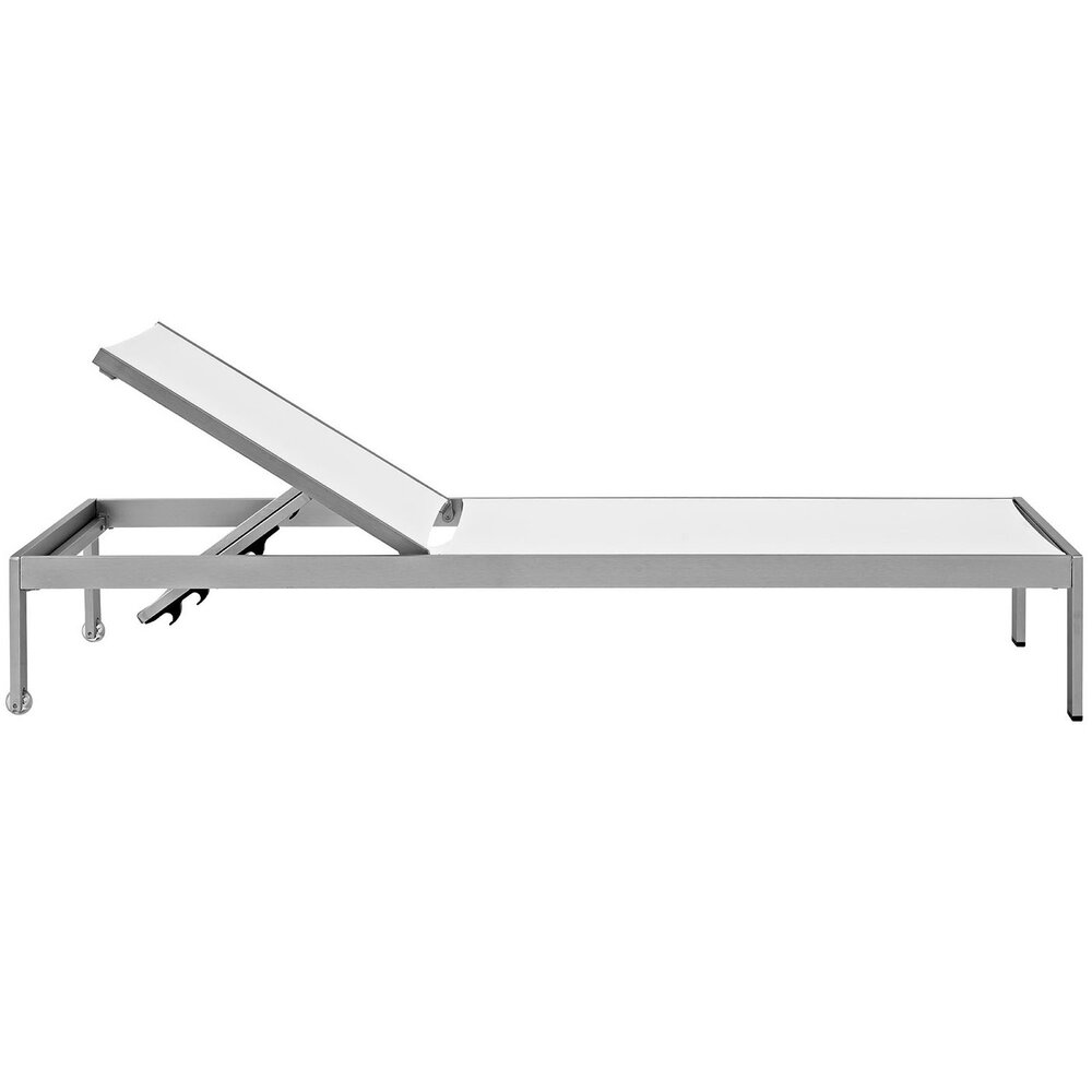 Shore Outdoor Patio Aluminum Chaise Set of 6 in Silver White by Modway - Image 3