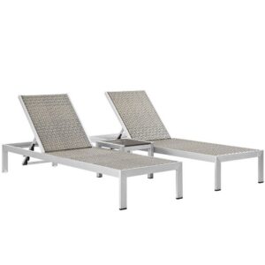 Shore 3 Piece Outdoor Patio Aluminum Set in Silver Gray by Modway