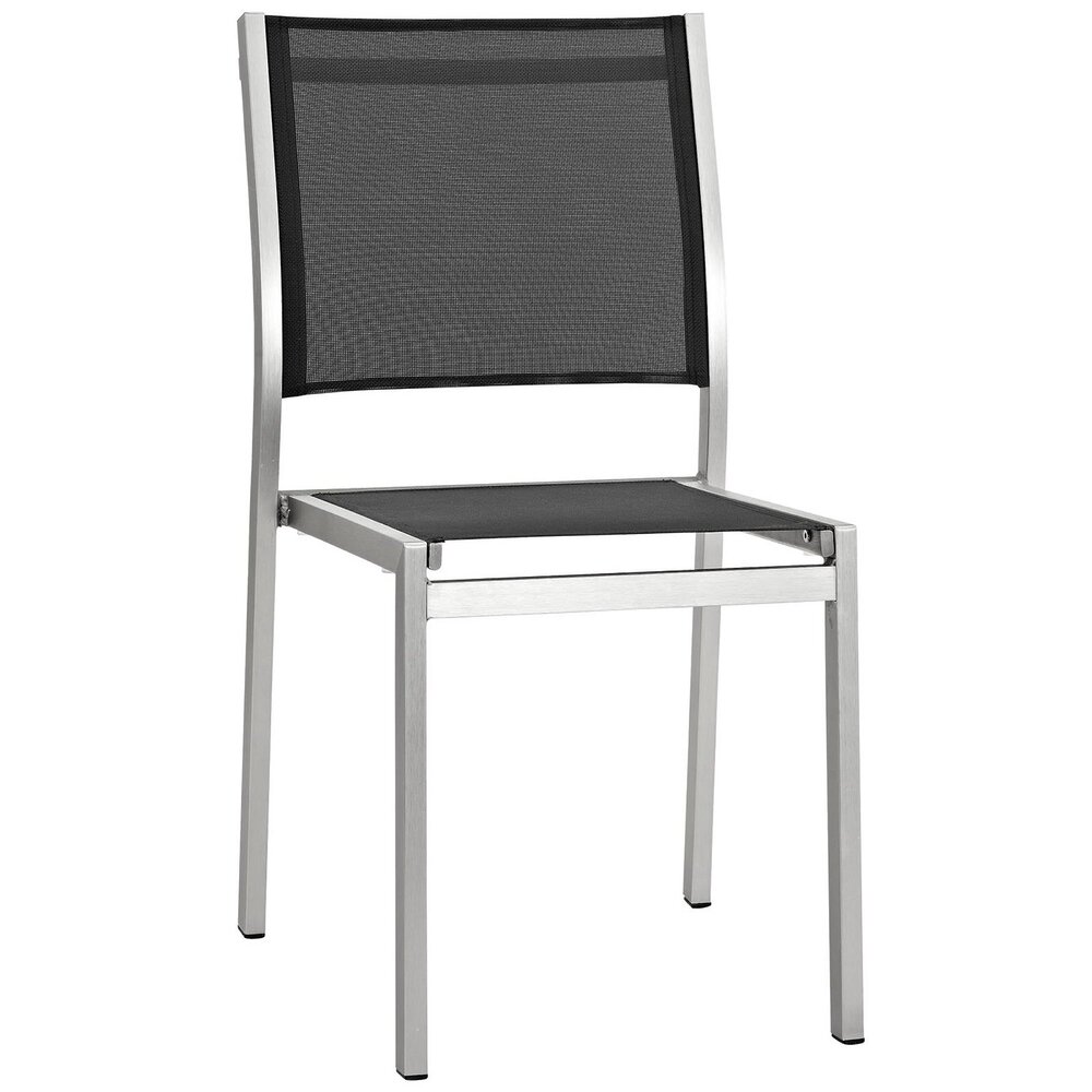 Shore 7 Piece Outdoor Patio Aluminum Dining Set in Silver Black by Modway - Image 2