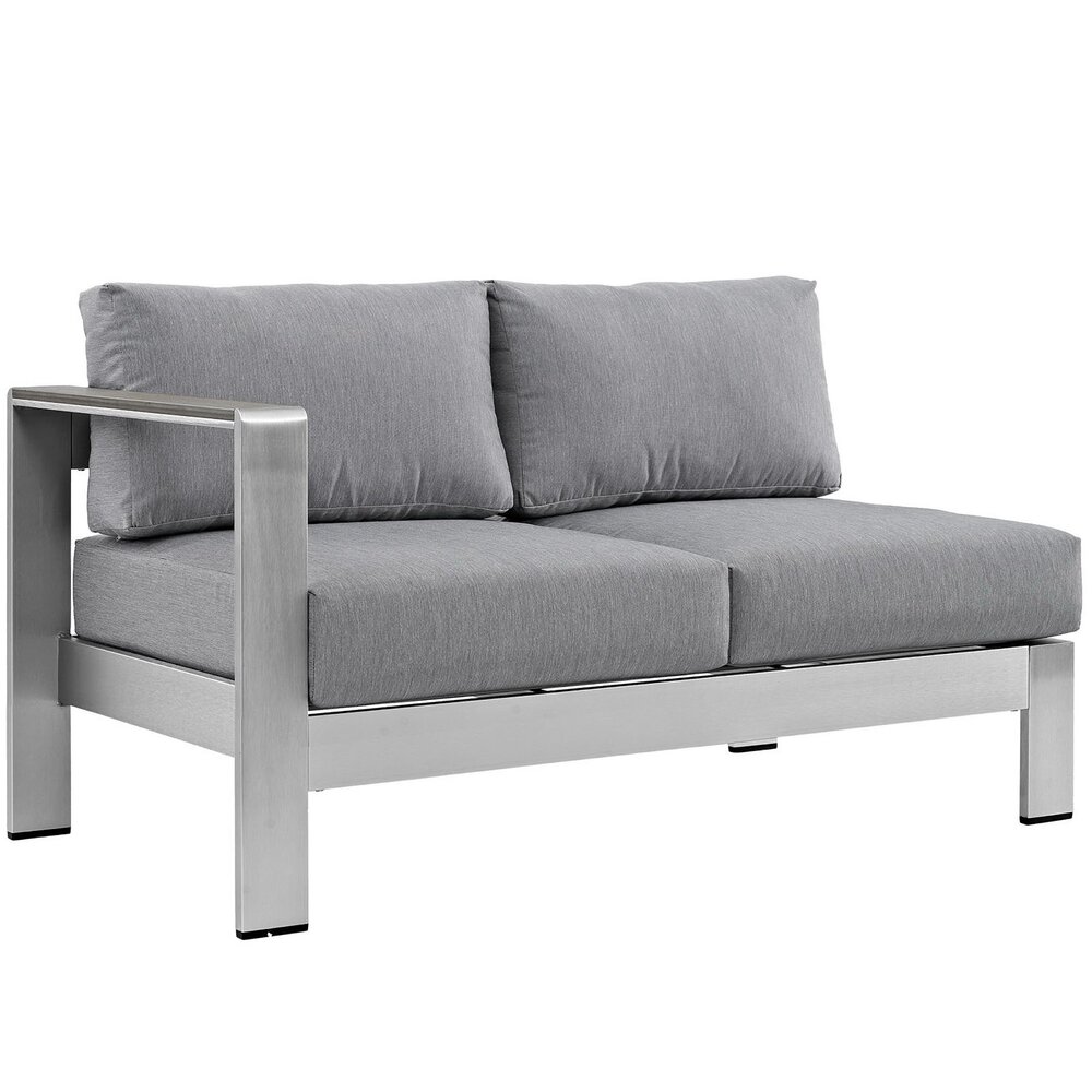 Shore 6 Piece Outdoor Patio Aluminum Sectional Sofa Set in Silver Gray by Modway - Image 2