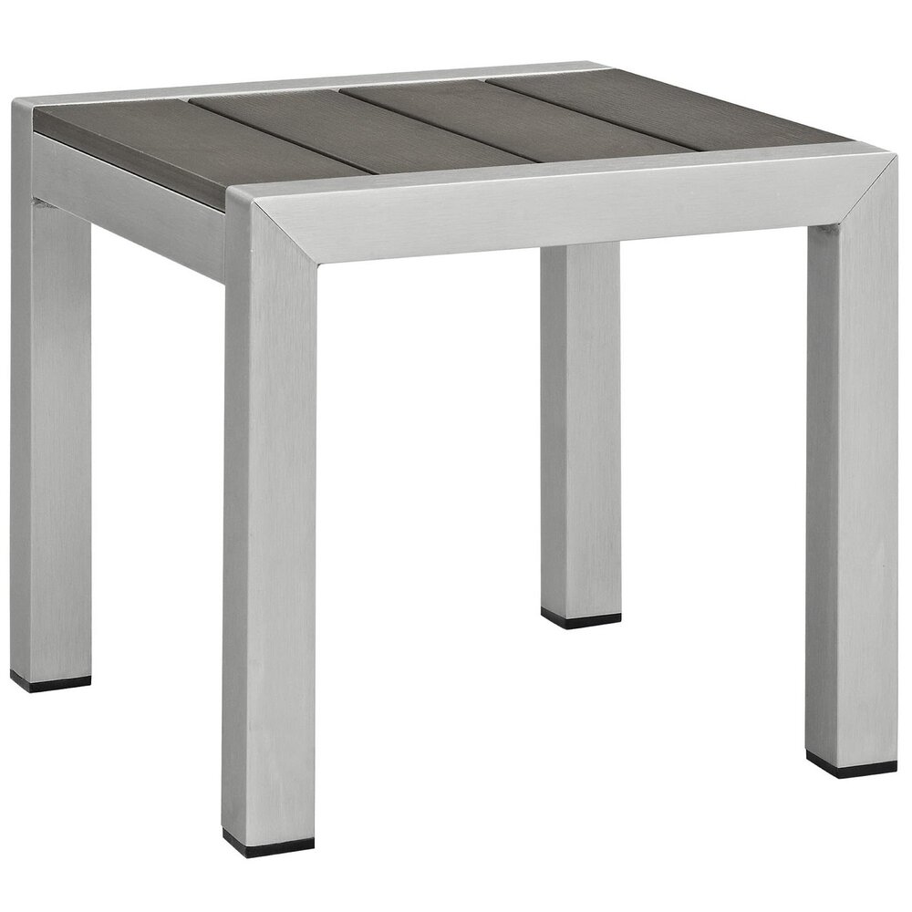 Shore 6 Piece Outdoor Patio Aluminum Sectional Sofa Set in Silver Navy by Modway - Image 5