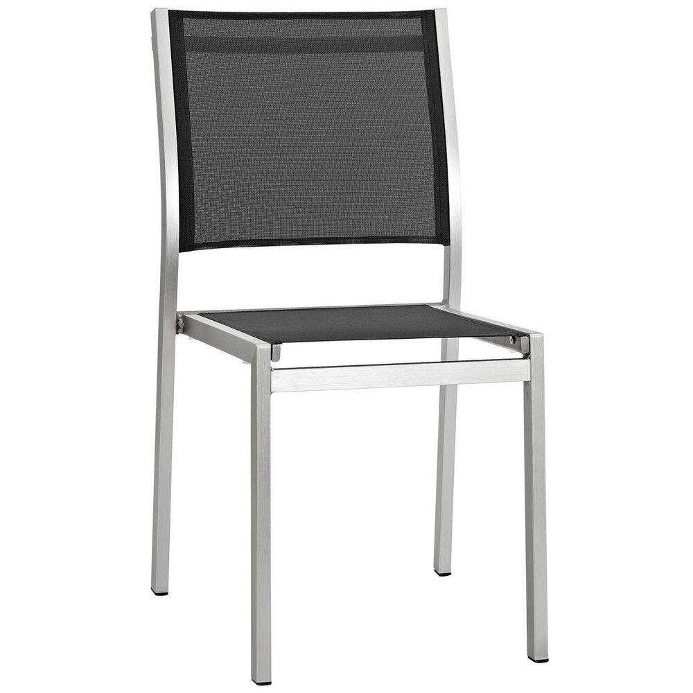 Shore 9 Piece Outdoor Patio Aluminum Dining Set in Silver Black by Modway - Image 2