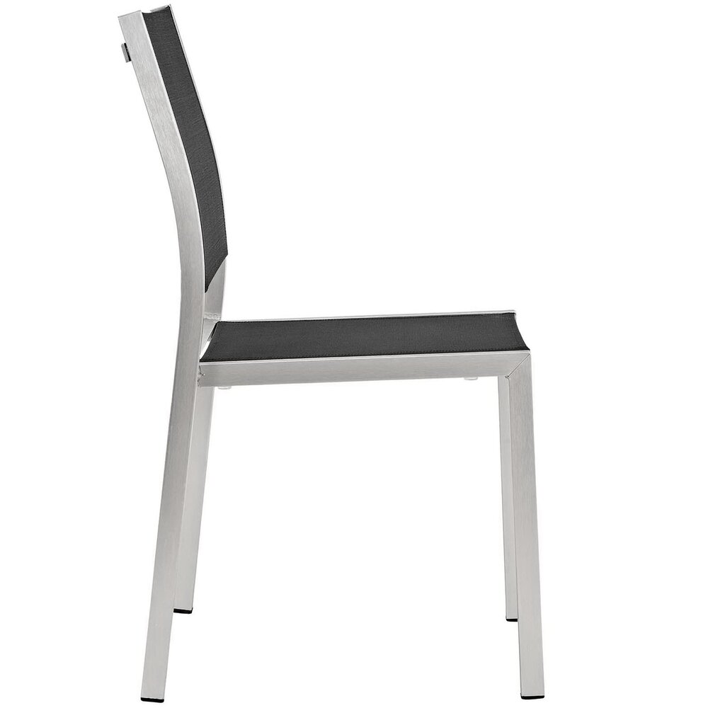 Shore 9 Piece Outdoor Patio Aluminum Dining Set in Silver Black by Modway - Image 3