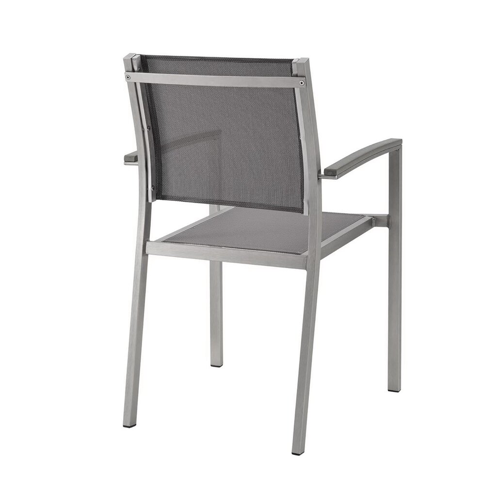 Shore Outdoor Patio Aluminum Dining Chair Set of 2 in Silver Gray by Modway - Image 4