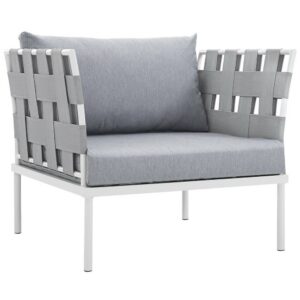 Harmony Outdoor Patio Aluminum Armchair in White Gray by Modway