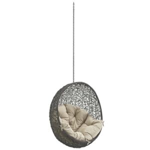 Hide Outdoor Patio Swing Chair Without Stand in Gray Beige by Modway