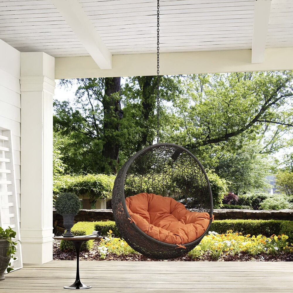 Hide Outdoor Patio Swing Chair Without Stand in Gray Orange by Modway - Image 3