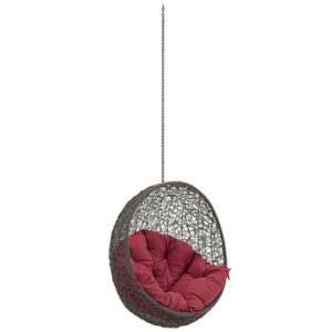Hide Outdoor Patio Swing Chair Without Stand in Gray Red by Modway