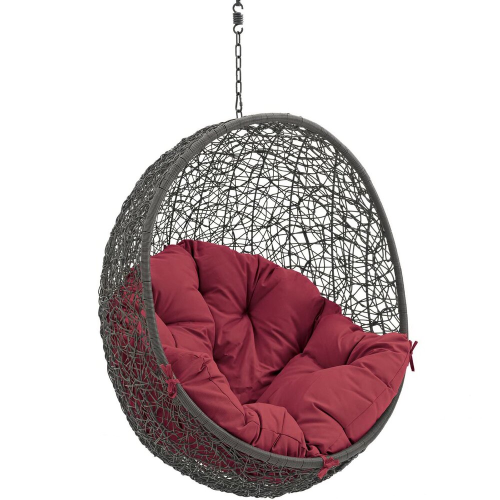 Hide Outdoor Patio Swing Chair Without Stand in Gray Red by Modway - Image 2