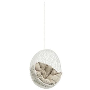 Hide Outdoor Patio Swing Chair Without Stand in White Beige by Modway