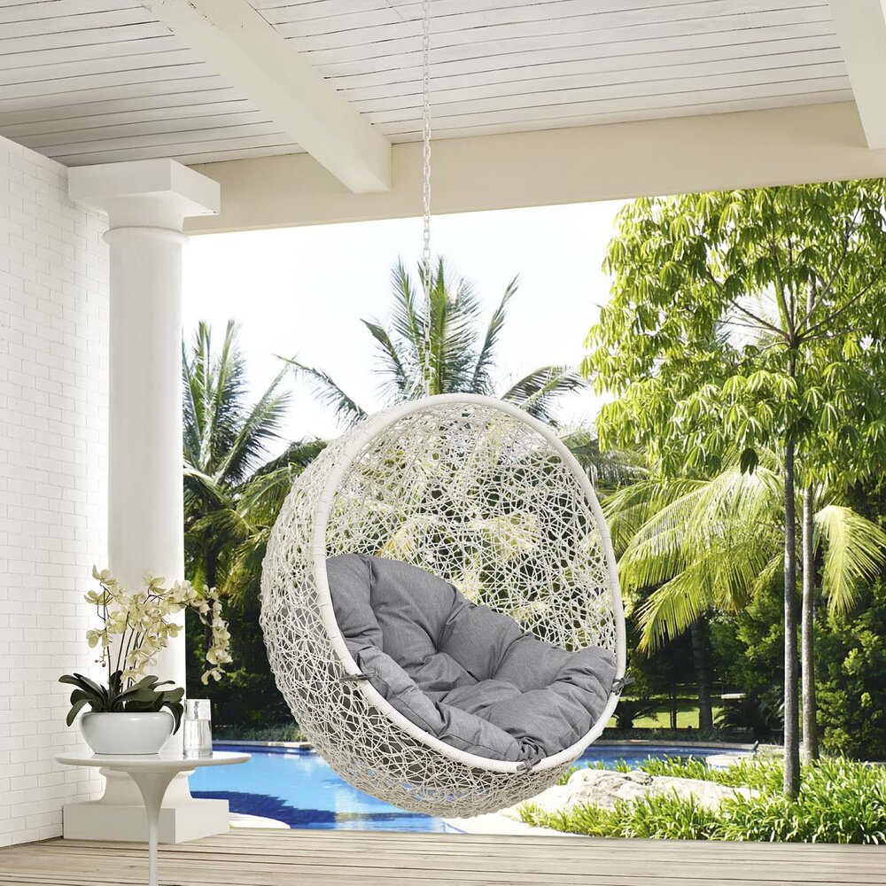Hide Outdoor Patio Swing Chair Without Stand in White Gray by Modway - Image 3