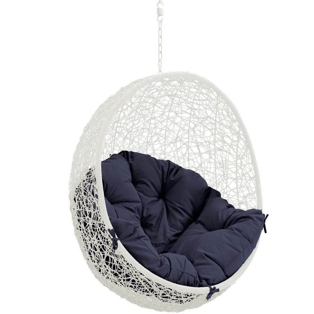 Hide Outdoor Patio Swing Chair Without Stand in White Navy by Modway - Image 2