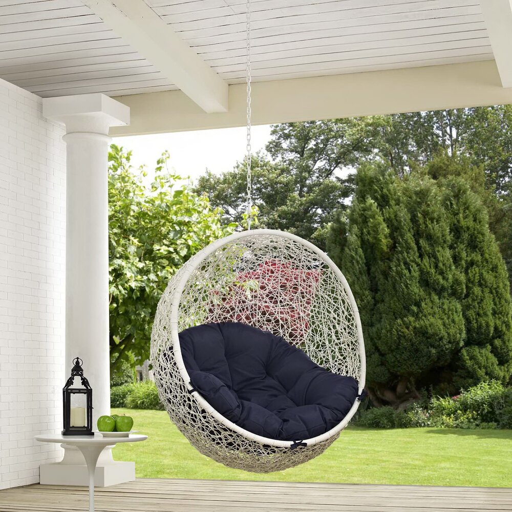 Hide Outdoor Patio Swing Chair Without Stand in White Navy by Modway - Image 3