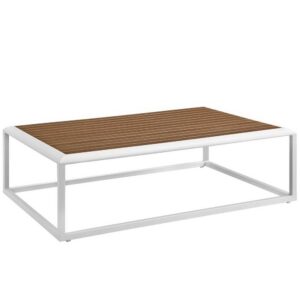 Stance Outdoor Patio Aluminum Coffee Table in White Natural by Modway