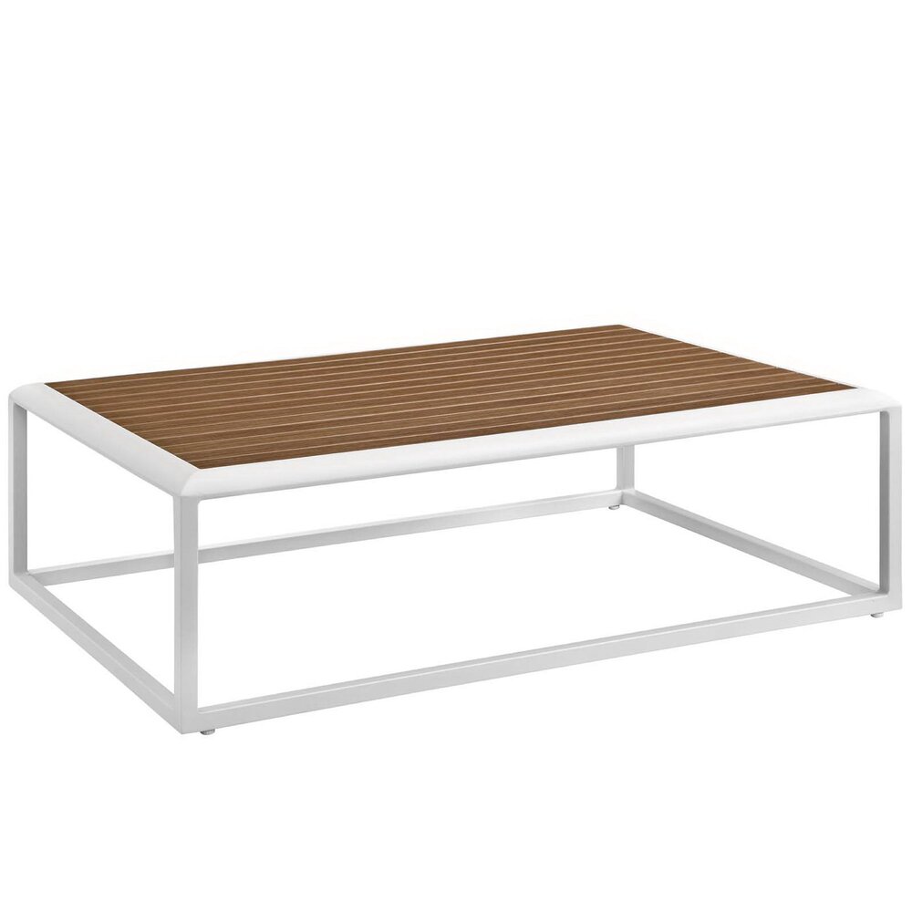 Stance Outdoor Patio Aluminum Coffee Table in White Natural by Modway