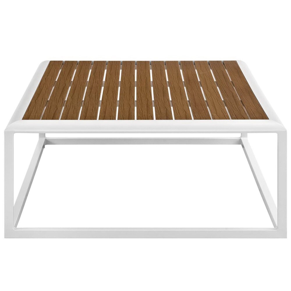Stance Outdoor Patio Aluminum Coffee Table in White Natural by Modway - Image 2