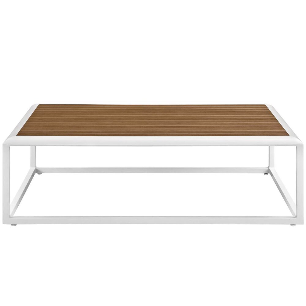 Stance Outdoor Patio Aluminum Coffee Table in White Natural by Modway - Image 3
