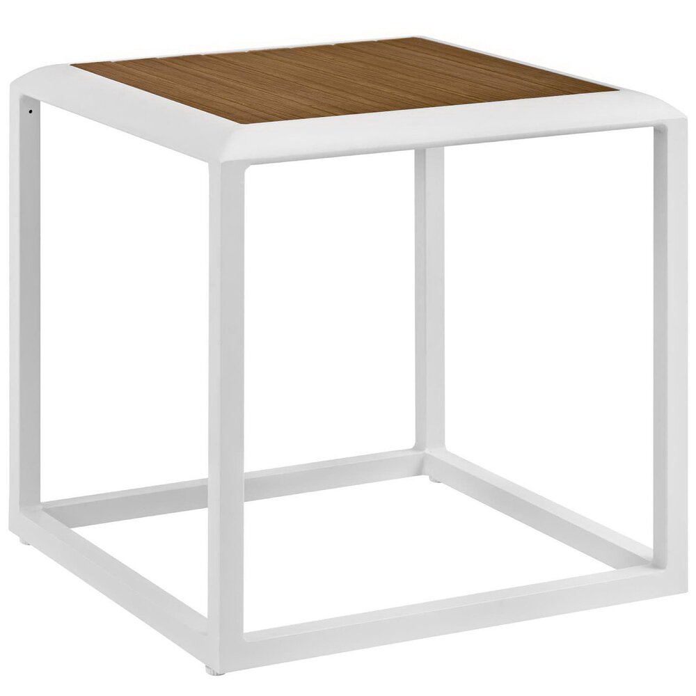 Stance Outdoor Patio Aluminum Side Table in White Natural by Modway
