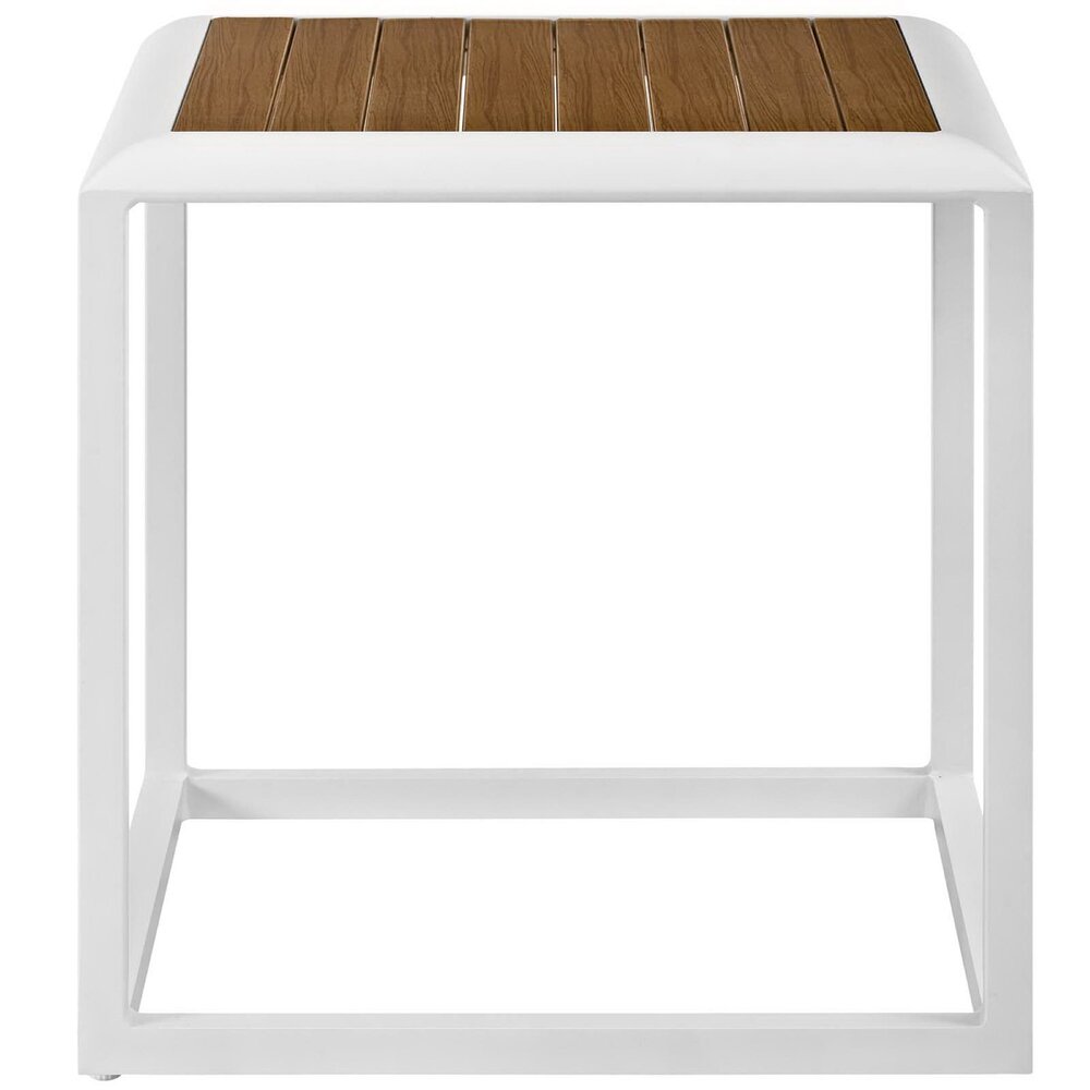 Stance Outdoor Patio Aluminum Side Table in White Natural by Modway - Image 2