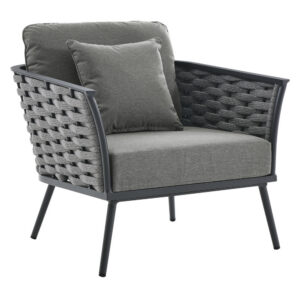 Stance Outdoor Patio Aluminum Armchair in Gray Charcoal by Modway