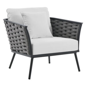 Stance Outdoor Patio Aluminum Armchair in Gray White by Modway