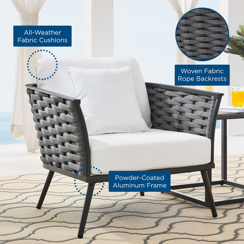 Stance Outdoor Patio Aluminum Armchair in Gray White by Modway - Image 7