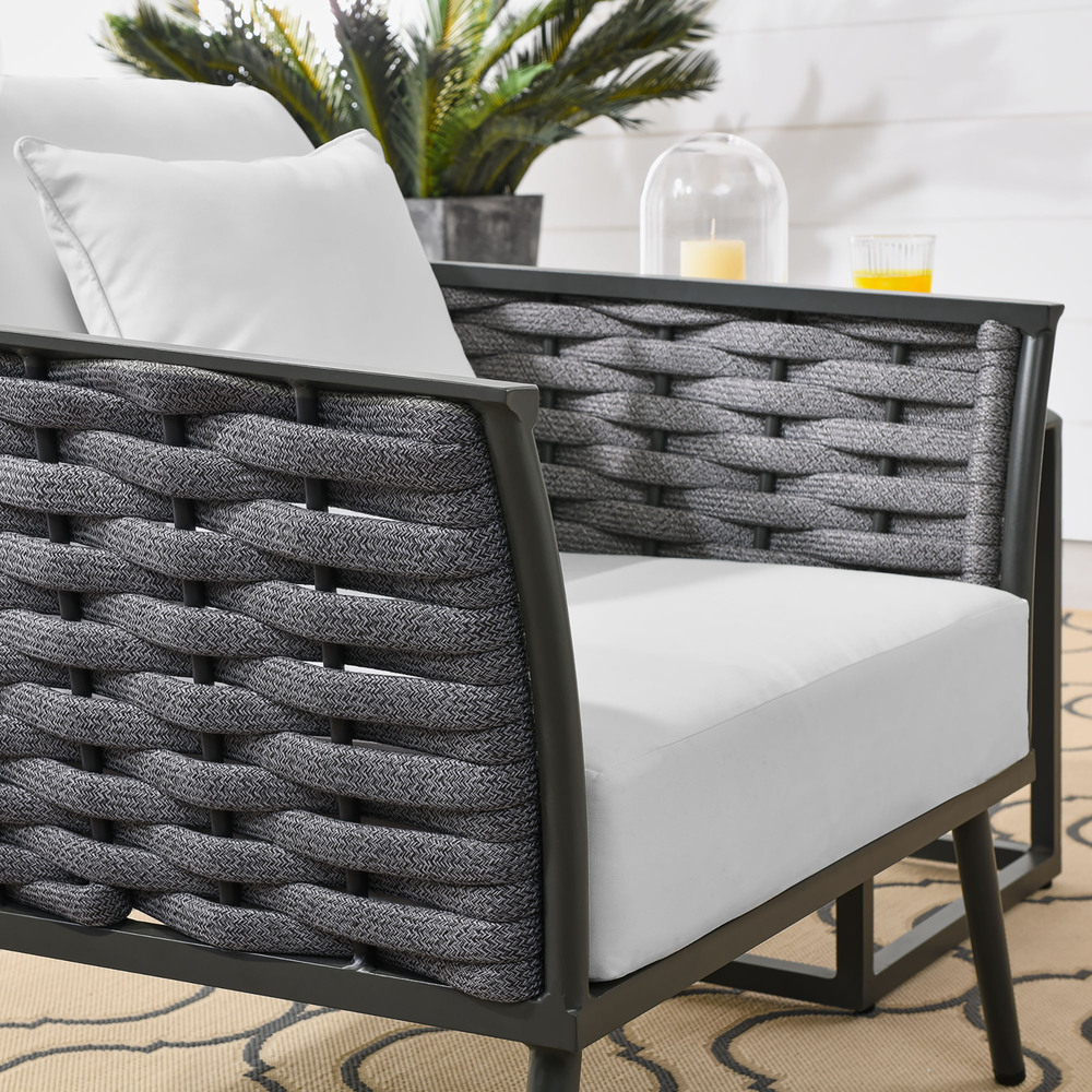 Stance Outdoor Patio Aluminum Armchair in Gray White by Modway - Image 6
