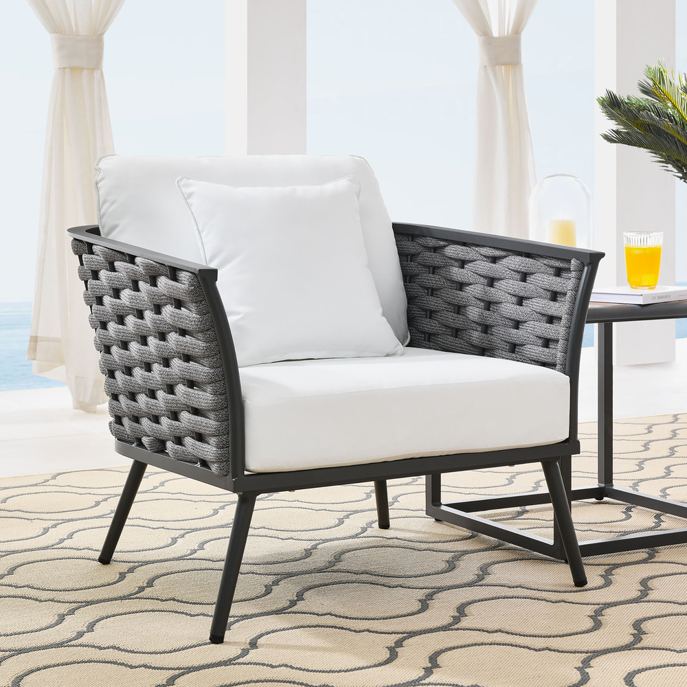 Stance Outdoor Patio Aluminum Armchair in Gray White by Modway - Image 5