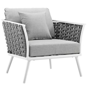 Stance Outdoor Patio Aluminum Armchair in White Gray by Modway
