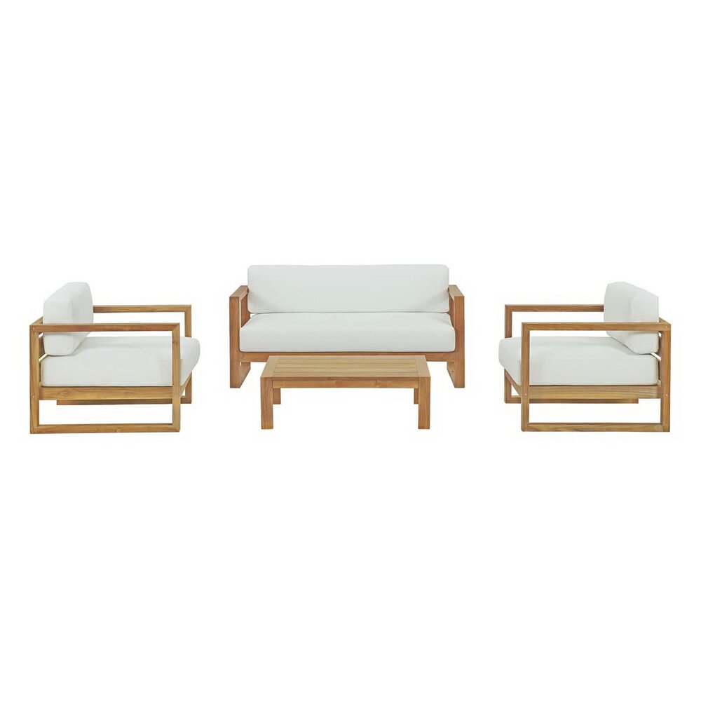 Upland 4 Piece Outdoor Patio Teak Set in Natural White by Modway