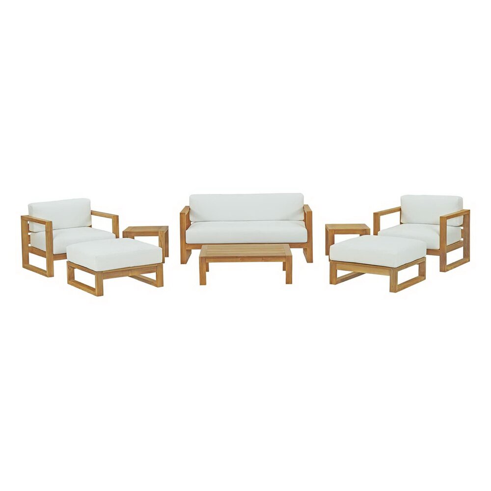 Upland 8 Piece Outdoor Patio Teak Set in Natural White by Modway
