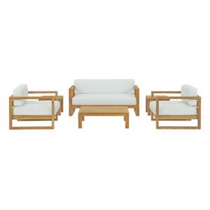 Upland 6 Piece Outdoor Patio Teak Set in Natural White by Modway