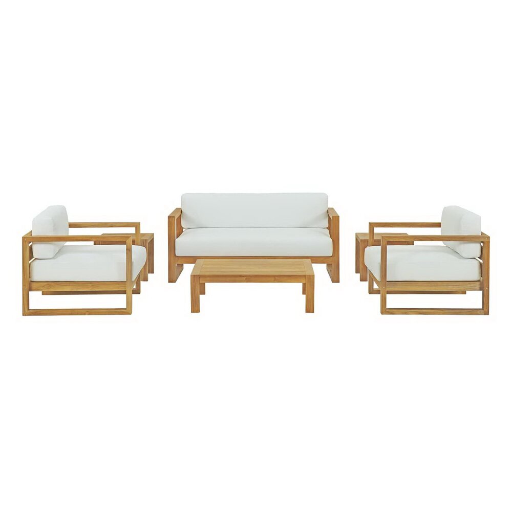 Upland 6 Piece Outdoor Patio Teak Set in Natural White by Modway
