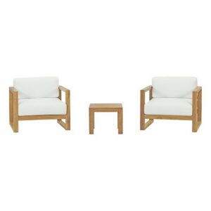 Upland 3 Piece Outdoor Patio Teak Set in Natural White by Modway