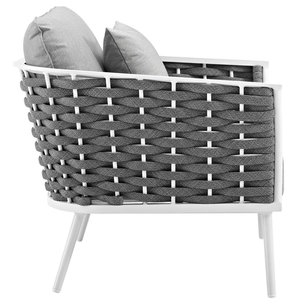Stance 3 Piece Outdoor Patio Aluminum Sectional Sofa Set in White Gray by Modway - Image 5