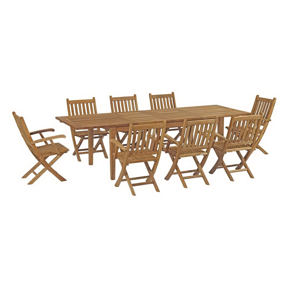 Marina 9 Piece Outdoor Patio Teak Dining Set in Natural by Modway ...