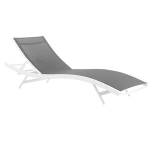 Glimpse Outdoor Patio Mesh Chaise Lounge Chair in White Gray by Modway