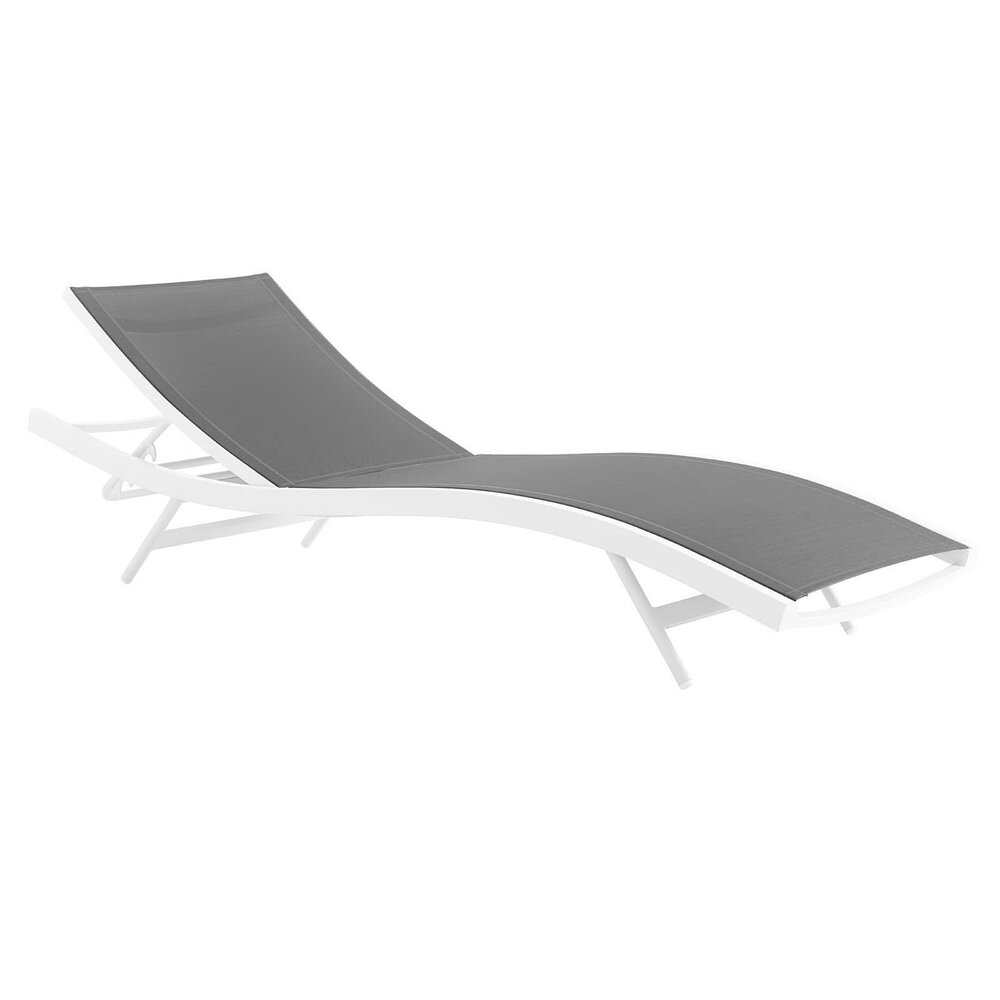 Glimpse Outdoor Patio Mesh Chaise Lounge Chair in White Gray by Modway - Image 4
