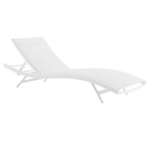 Glimpse Outdoor Patio Mesh Chaise Lounge Chair in White White by Modway