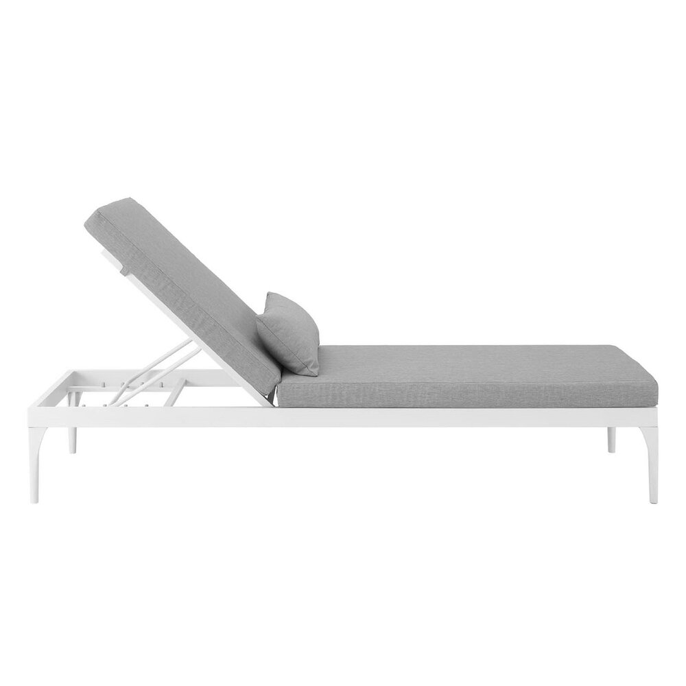 Perspective Cushion Outdoor Patio Chaise Lounge Chair in White Gray by Modway - Image 2