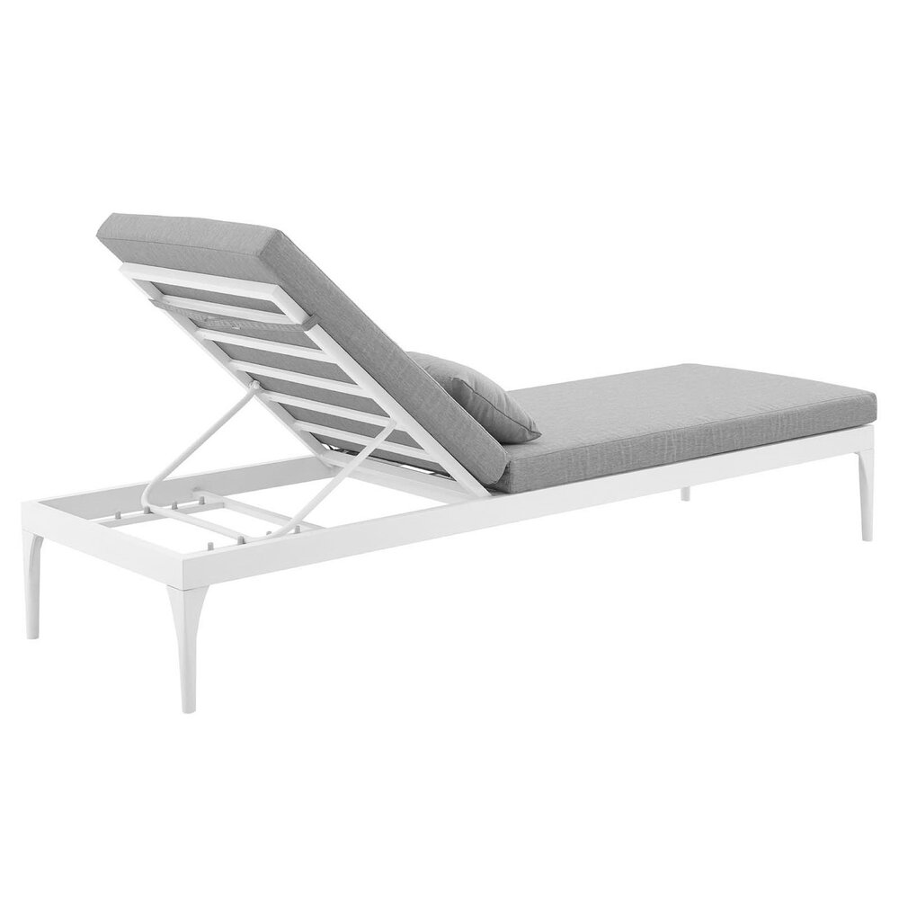 Perspective Cushion Outdoor Patio Chaise Lounge Chair in White Gray by Modway - Image 3