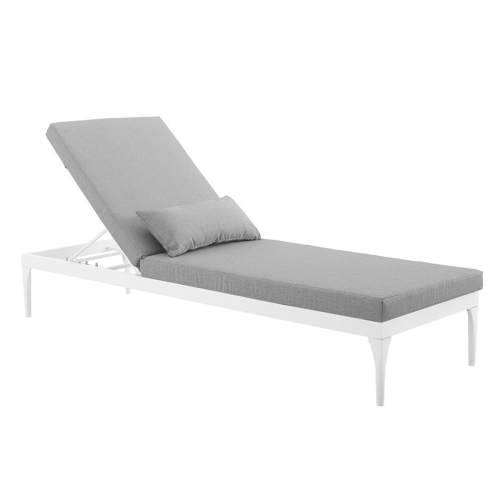 Perspective Cushion Outdoor Patio Chaise Lounge Chair in White Gray by Modway - Image 4