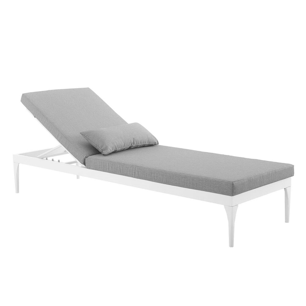 Perspective Cushion Outdoor Patio Chaise Lounge Chair in White Gray by Modway - Image 5