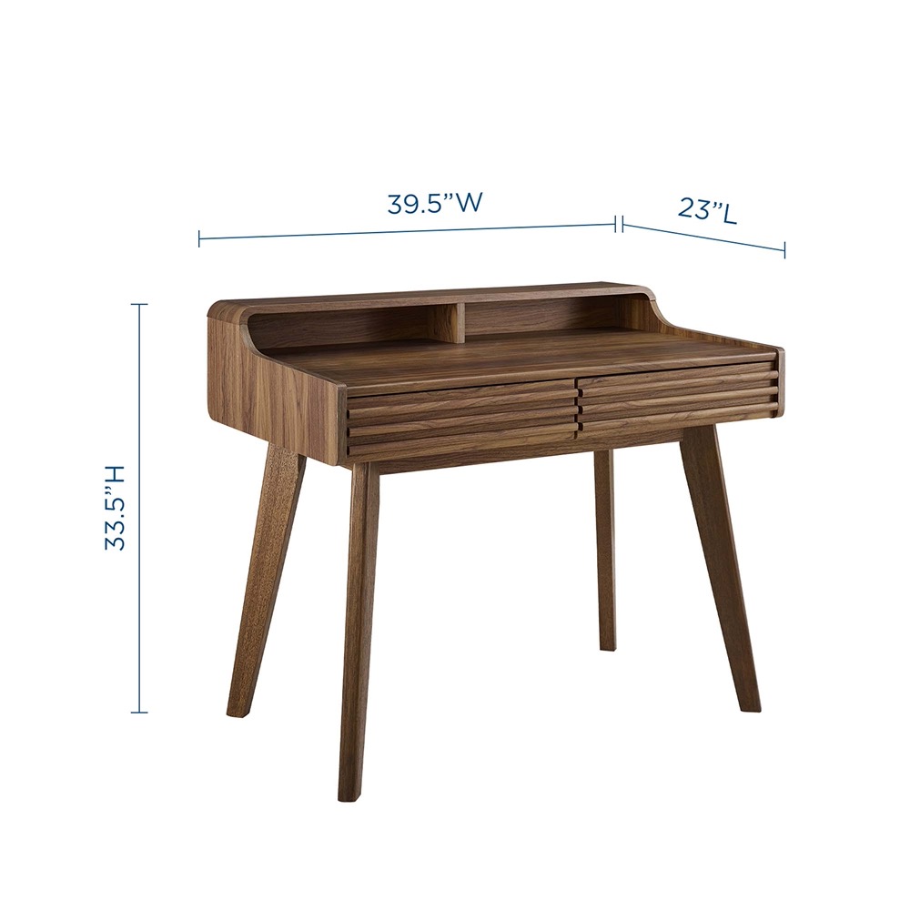 Render Writing Desk in Walnut by Modway - Image 2