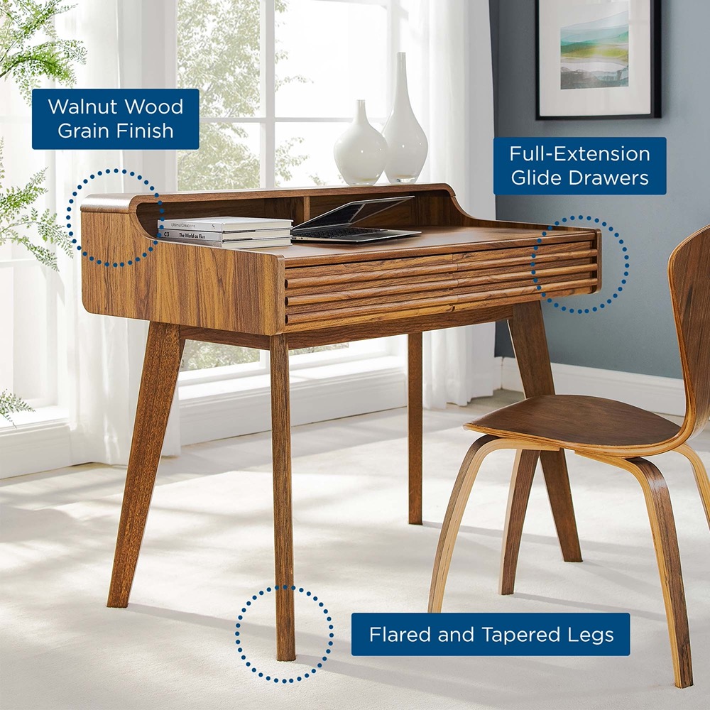 Render Writing Desk in Walnut by Modway - Image 9