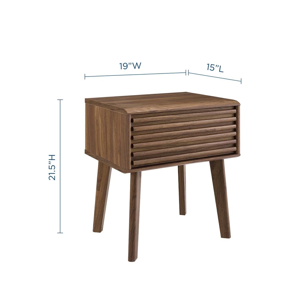Render End Table / Nightstand in Walnut by Modway - Image 2